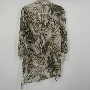 Chicos Womens Sheer Zebra Print Tunic Top Blouse Size‎ 2 Large